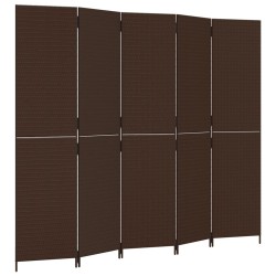 vidaXL Biombo de 5 paneles ratán sintético marrón