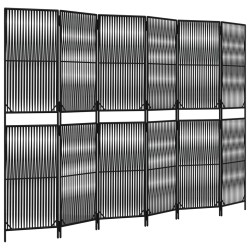 vidaXL Biombo de 6 paneles ratán sintético negro