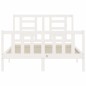 vidaXL Estructura cama de matrimonio con cabecero madera maciza blanco