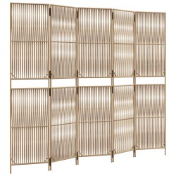 vidaXL Biombo de 5 paneles ratán sintético beige