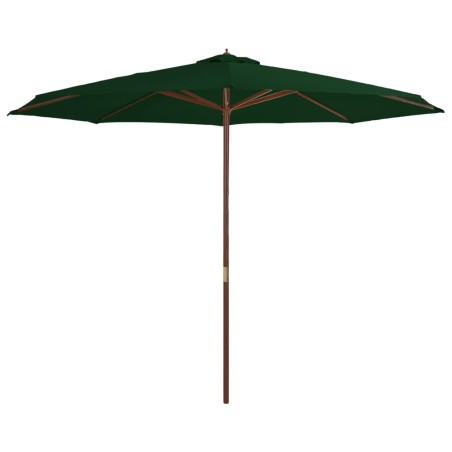 vidaXL Sombrilla de jardín con palo de madera 350 cm verde