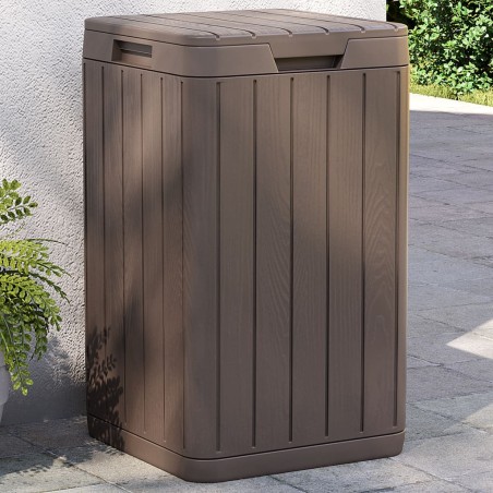 vidaXL Cubo de basura de exterior PP marrón 38x38x65 cm