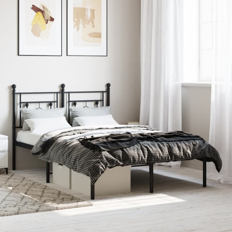 vidaXL Estructura de cama con cabecero metal negro 120x200 cm vidaXL Estructura de cama con cabecero metal negro 120x200 cm