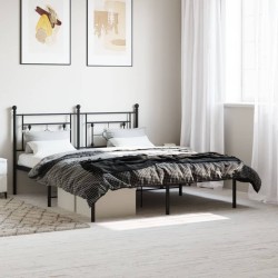 vidaXL Estructura de cama con cabecero metal negro 160x200 cm