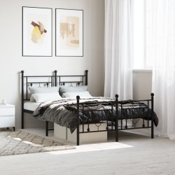 vidaXL Estructura de cama con cabecero y pie metal negro 120x190 cm