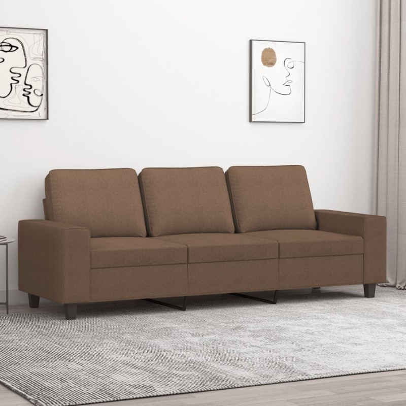 vidaXL Sofá de 3 plazas de tela marrón 180 cm vidaXL Sofá de 3 plazas de tela marrón 180 cm