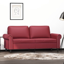 vidaXL Sofá de 2 plazas de cuero sintético rojo vino 140 cm