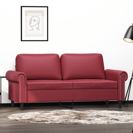 vidaXL Sofá de 2 plazas de cuero sintético rojo vino 140 cm