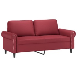 vidaXL Sofá de 2 plazas de cuero sintético rojo vino 140 cm