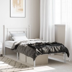 vidaXL Estructura de cama de metal con cabecero blanco 100x190 cm