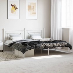 vidaXL Estructura de cama de metal con cabecero blanco 193x203 cm