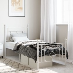 vidaXL Estructura cama metal con cabecero y pie cama blanca 75x190 cm