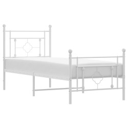 vidaXL Estructura cama metal con cabecero y pie cama blanca 75x190 cm