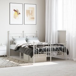 vidaXL Estructura cama metal con cabecero y estribo blanco 120x200 cm