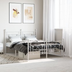 vidaXL Estructura cama metal cabecero y pie de cama blanco 140x190 cm