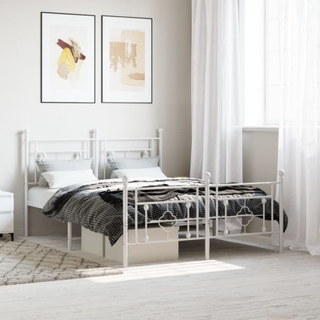 vidaXL Estructura cama metal cabecero y pie de cama blanco 140x190 cm