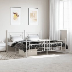 vidaXL Estructura cama metal con cabecero y estribo blanco 180x200 cm