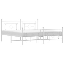 vidaXL Estructura cama metal con cabecero y estribo blanco 180x200 cm