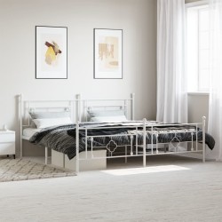 vidaXL Estructura cama metal con cabecero y pie cama blanco 193x203 cm