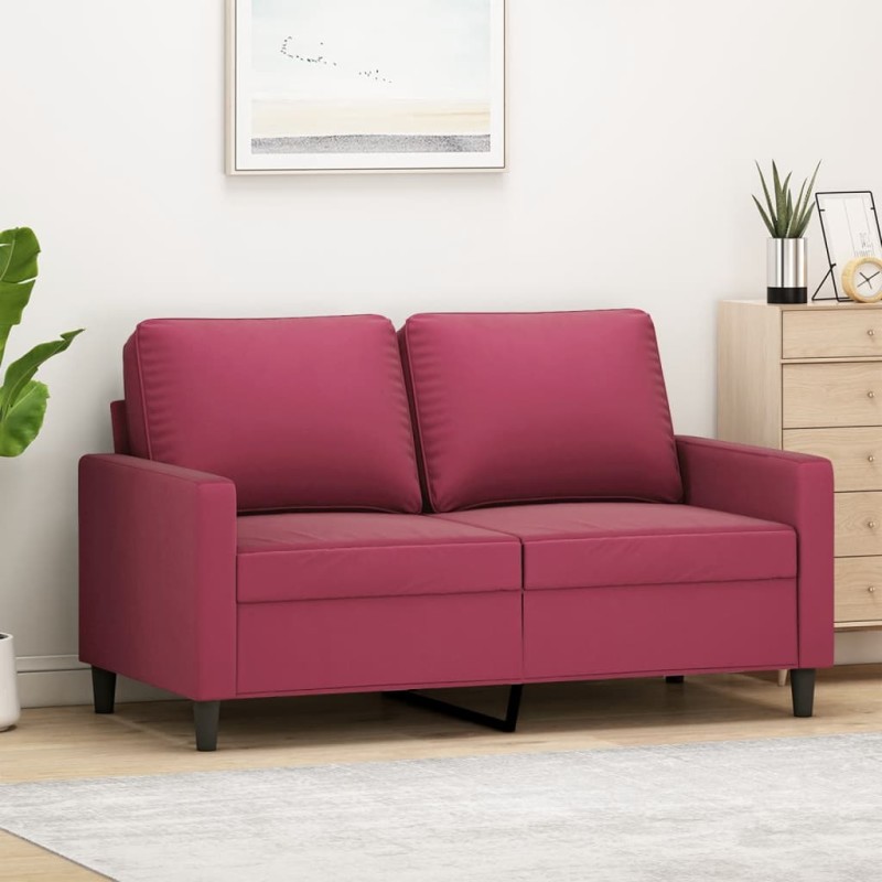 vidaXL Sofá de 2 plazas de terciopelo rojo tinto 120 cm vidaXL Sofá de 2 plazas de terciopelo rojo tinto 120 cm