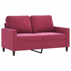 vidaXL Sofá de 2 plazas de terciopelo rojo tinto 120 cm
