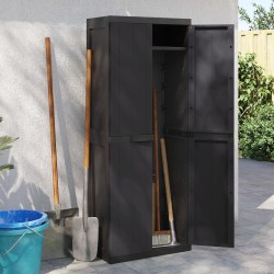 vidaXL Armario de almacenaje exterior PP negro 65x37x165 cm