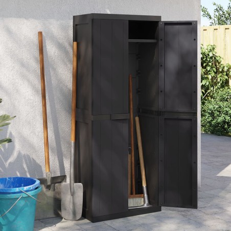vidaXL Armario de almacenaje exterior PP negro 65x37x165 cm