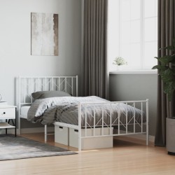 vidaXL Estructura cama metal con cabecero y pie cama blanca 100x200 cm