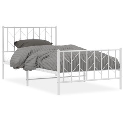 vidaXL Estructura cama metal con cabecero y pie cama blanca 100x200 cm