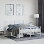 vidaXL Estructura cama metal con cabecero y estribo blanco 135x190 cm vidaXL Estructura cama metal con cabecero y estribo blanco 135x190 cm