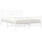 vidaXL Estructura cama metal con cabecero y estribo blanco 135x190 cm vidaXL Estructura cama metal con cabecero y estribo blanco 135x190 cm