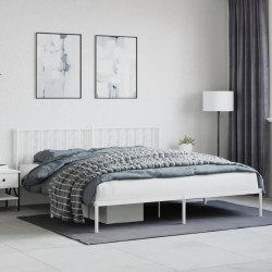 vidaXL Estructura de cama de metal con cabecero blanco 193x203 cm