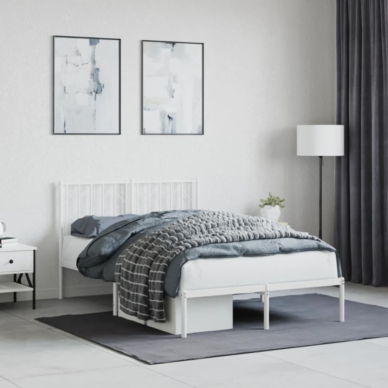 vidaXL Estructura de cama de metal con cabecero blanca 120x200 cm vidaXL Estructura de cama de metal con cabecero blanca 120x200 cm
