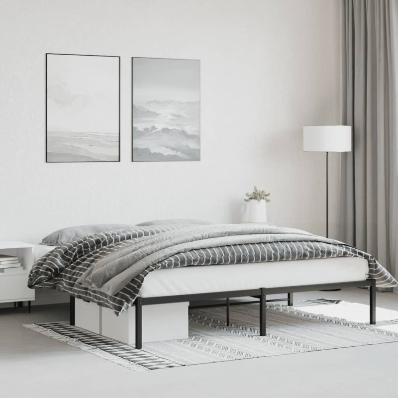 vidaXL Estructura de cama de metal negro 183x213 cm vidaXL Estructura de cama de metal negro 183x213 cm