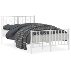 vidaXL Estructura cama metal con cabecero y estribo blanco 120x190 cm