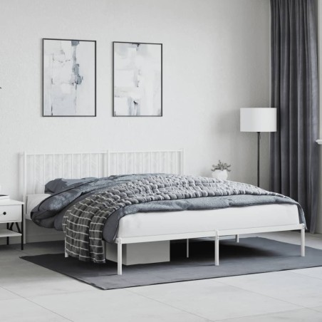 vidaXL Estructura de cama de metal con cabecero blanco 180x200 cm