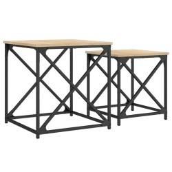 vidaXL Mesas de centro apilables 2 pzas madera ingeniería roble Sonoma