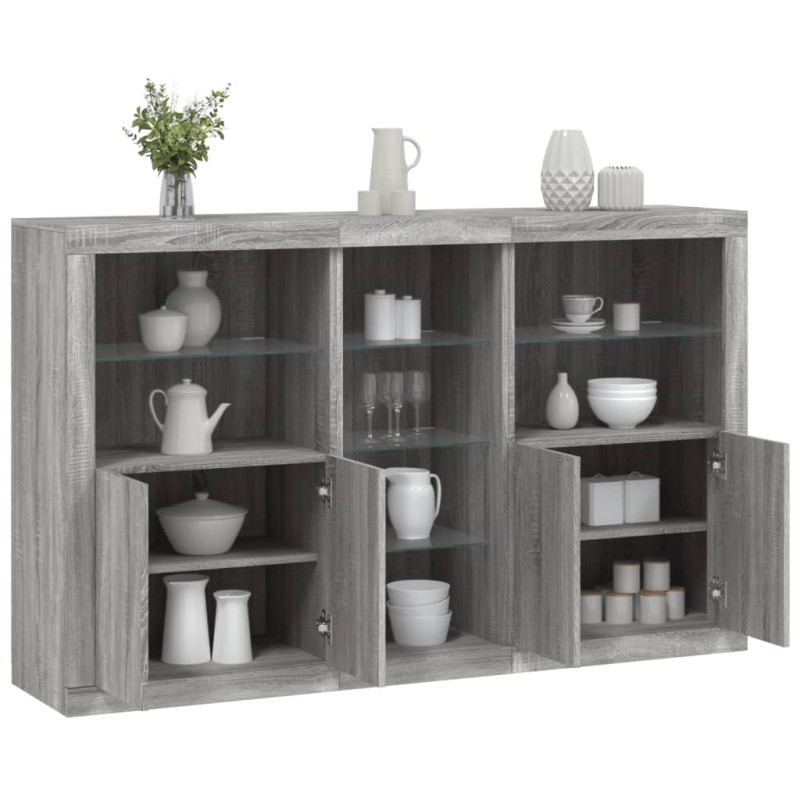 vidaXL Aparador con luces LED gris Sonoma 162x37x100 cm vidaXL Aparador con luces LED gris Sonoma 162x37x100 cm