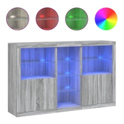 vidaXL Aparador con luces LED gris Sonoma 162x37x100 cm