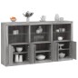 vidaXL Aparador con luces LED gris Sonoma 181,5x37x100 cm vidaXL Aparador con luces LED gris Sonoma 181,5x37x100 cm
