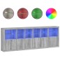 vidaXL Aparador con luces LED gris Sonoma 283x37x100 cm