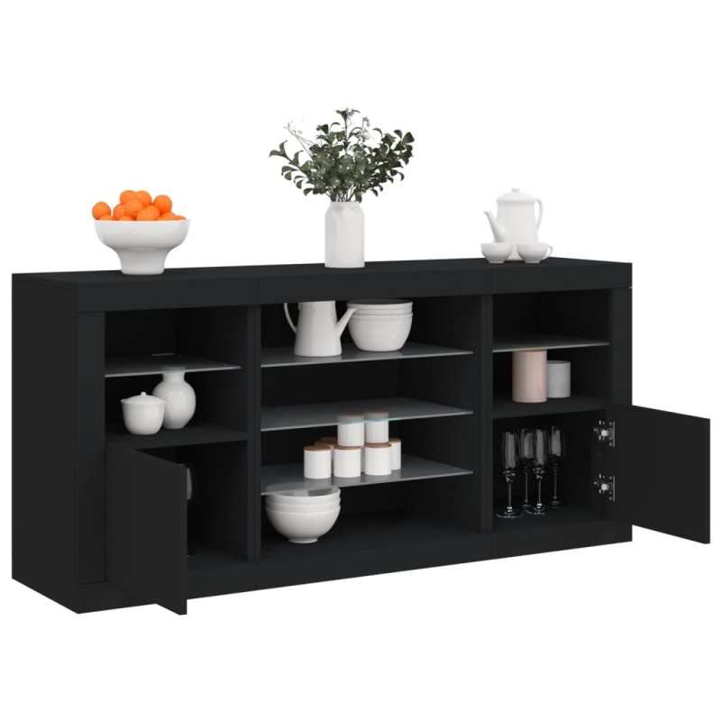 vidaXL Aparador con luces LED negro 142,5x37x67 cm vidaXL Aparador con luces LED negro 142,5x37x67 cm