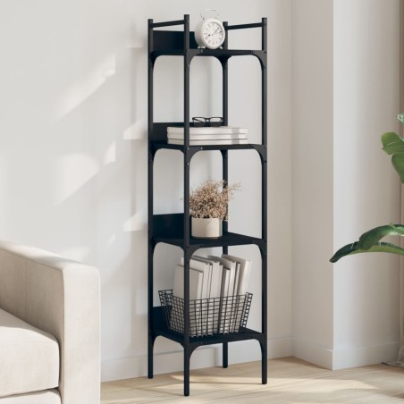 vidaXL Librería de 4 estantes madera ingeniería negro 35x30x138,5 cm
