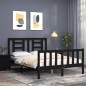 vidaXL Estructura cama de matrimonio con cabecero madera maciza negro