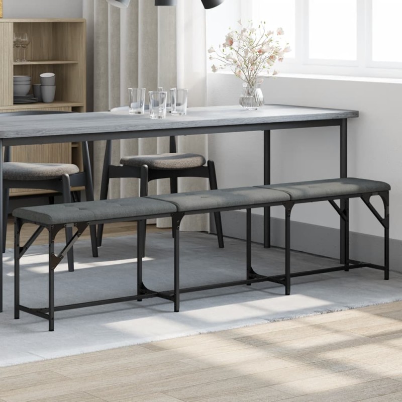 vidaXL Banco de comedor acero y tela gris oscuro 186x32x45 cm vidaXL Banco de comedor acero y tela gris oscuro 186x32x45 cm