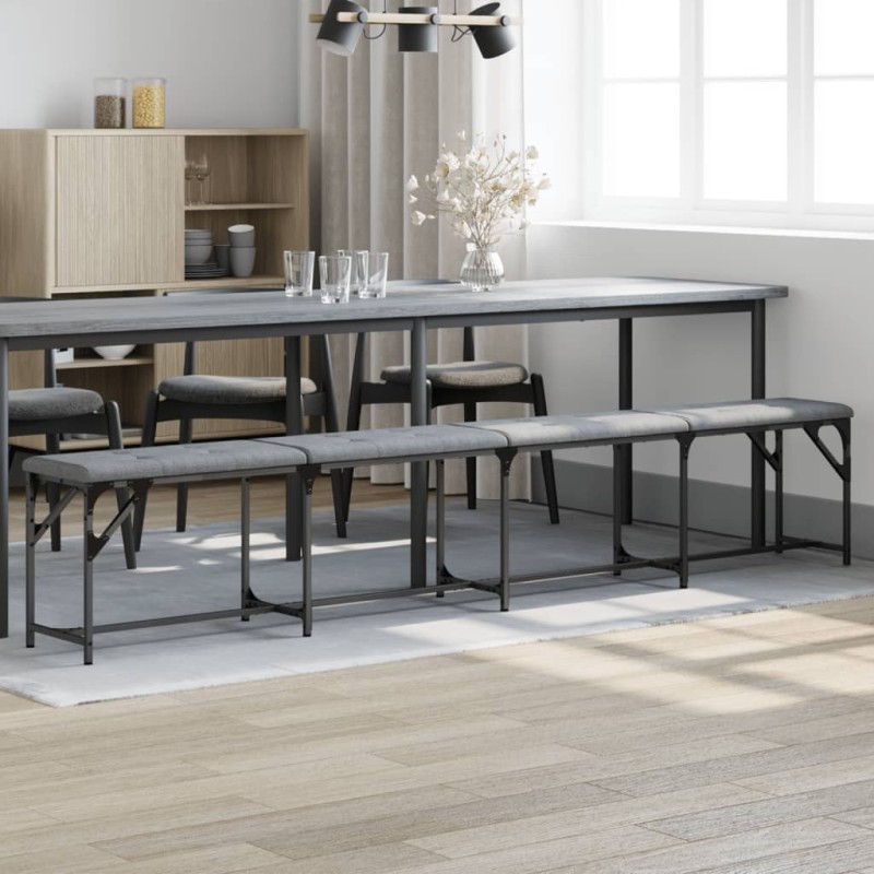 vidaXL Banco de comedor acero y tela gris claro 248x32x45 cm vidaXL Banco de comedor acero y tela gris claro 248x32x45 cm