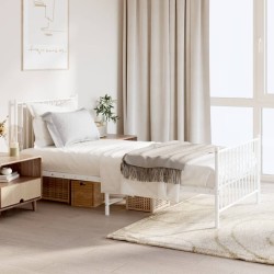 vidaXL Estructura cama metal con cabecero y pie cama blanca 90x190 cm