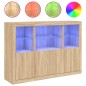 vidaXL Aparador con luz LED 3 piezas madera de ingeniería roble sonoma vidaXL Aparador con luz LED 3 piezas madera de ingeniería roble sonoma