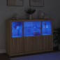 vidaXL Aparador con luz LED 3 piezas madera de ingeniería roble sonoma vidaXL Aparador con luz LED 3 piezas madera de ingeniería roble sonoma