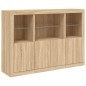 vidaXL Aparador con luz LED 3 piezas madera de ingeniería roble sonoma vidaXL Aparador con luz LED 3 piezas madera de ingeniería roble sonoma